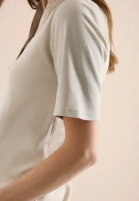 Basis polo met korte mouwen grain beige