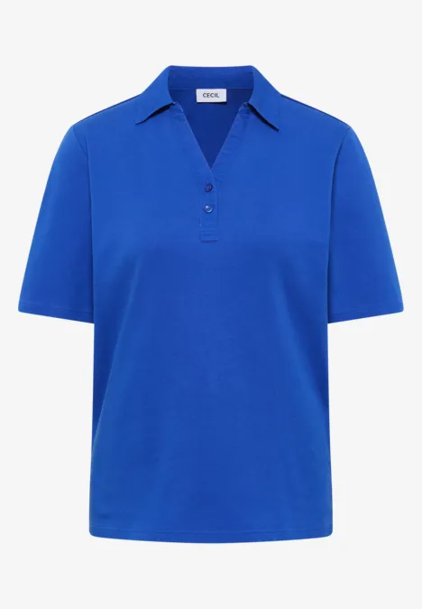Basic Poloshirt mit Kurzarm surf blue Ein schlichtes, königsblaues Kurzarm-Poloshirt mit Kragen und Knopfleiste.