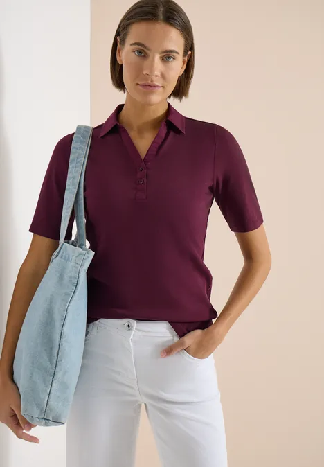 Basis polo met korte mouwen sweet grape red