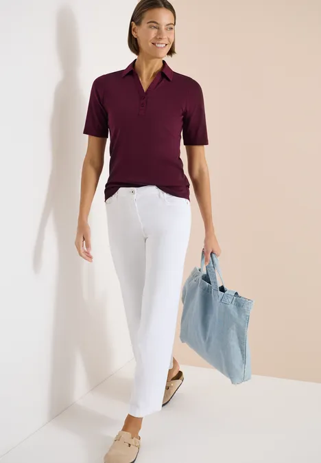 Basis polo met korte mouwen sweet grape red