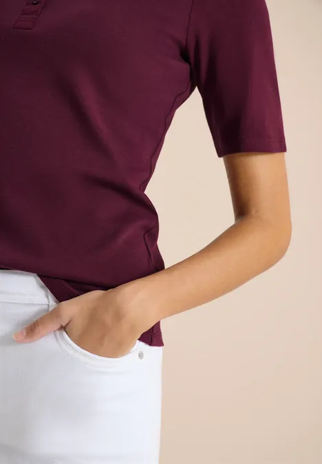 Basis polo met korte mouwen sweet grape red