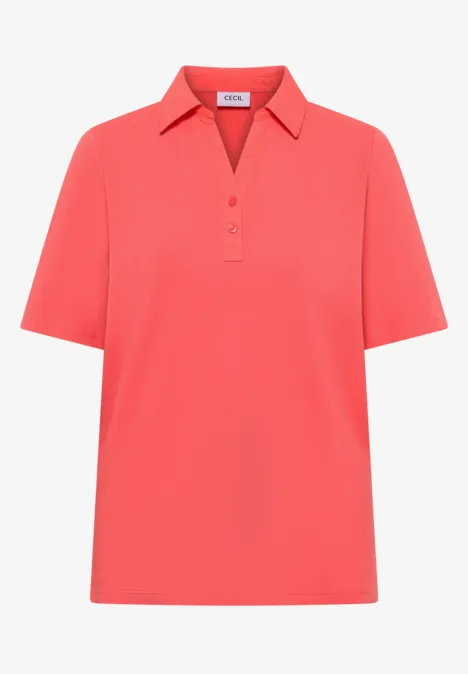 Basic Poloshirt mit Kurzarm shiny coral Korallfarbenes kurzärmeliges Poloshirt mit Knopfleiste und klassischem Kragen.