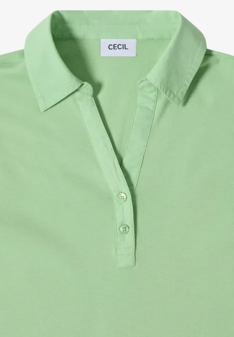 Basis polo met korte mouwen juicy lime Groen poloshirt met kraag, drie knopen en label 'CECIL' in de nek