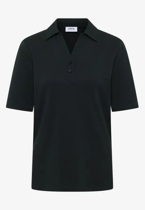 Basis polo met korte mouwen palm breeze green Zwart poloshirt met korte mouwen, klassiek kraagje en knoopsluiting.