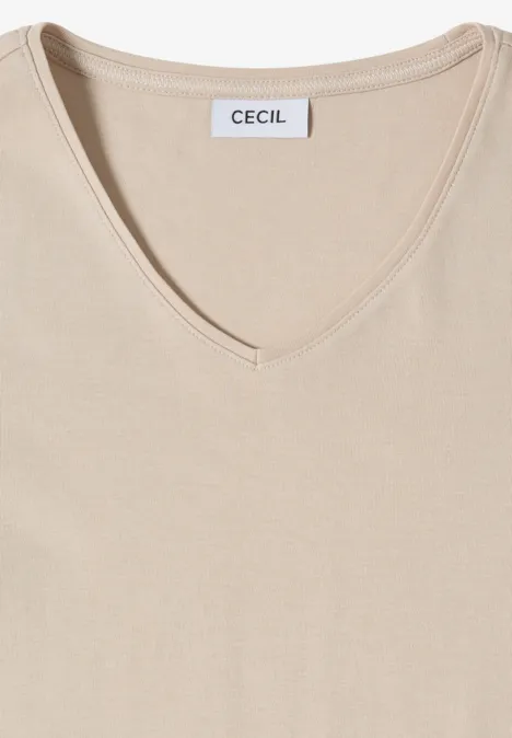 Basic T-Shirt aus Baumwolle grain beige