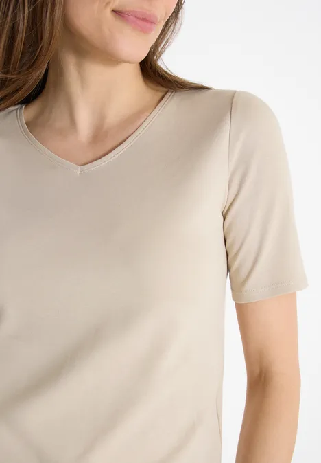 Basic T-Shirt aus Baumwolle grain beige
