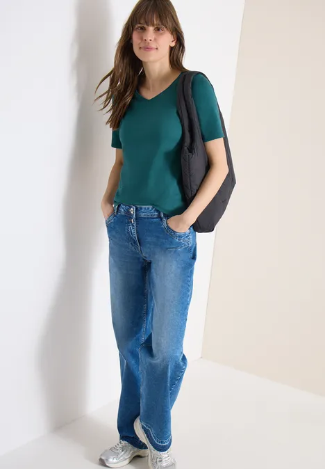 Basic T-Shirt aus Baumwolle jungle green