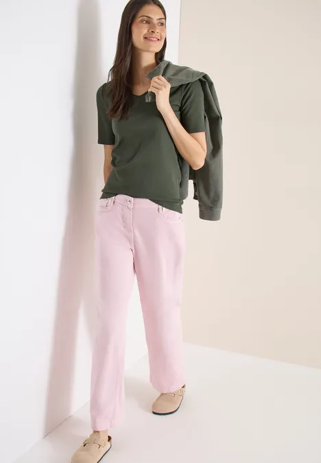 Basic koszulka bawełniana khaki