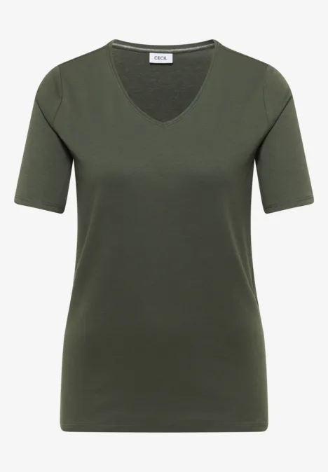 Basic koszulka bawełniana khaki