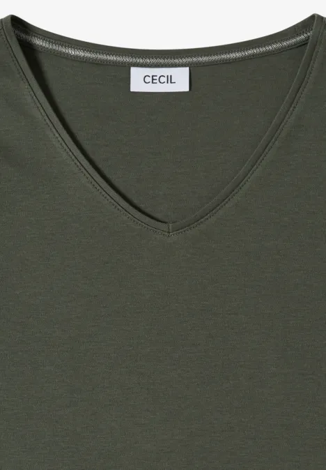 Basic koszulka bawełniana khaki