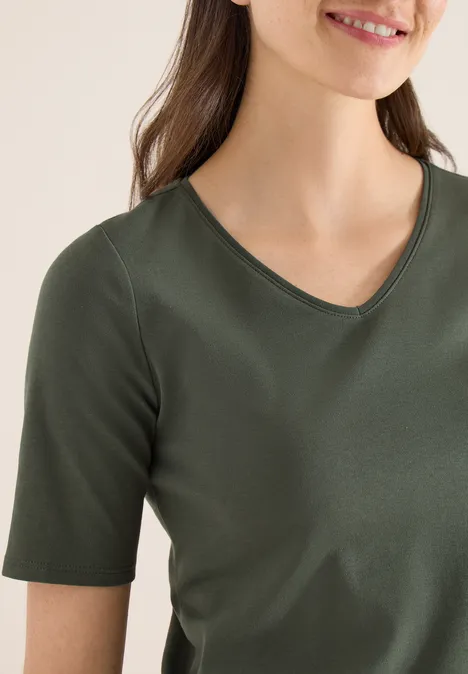 Basic koszulka bawełniana khaki