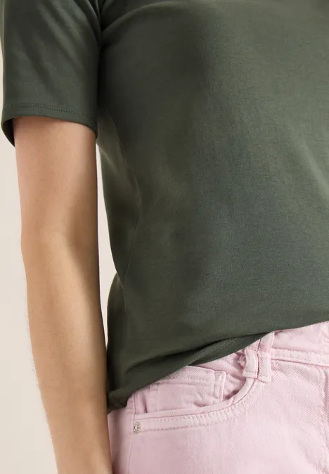 Basic koszulka bawełniana khaki