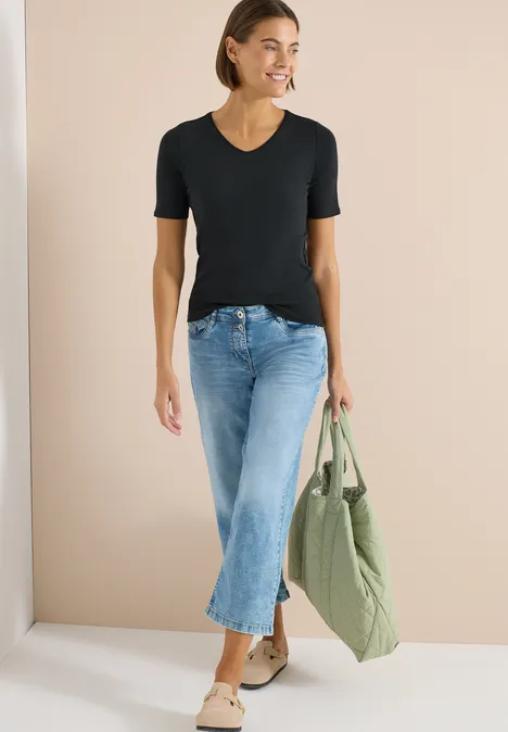 Basic T-Shirt aus Baumwolle palm breeze green