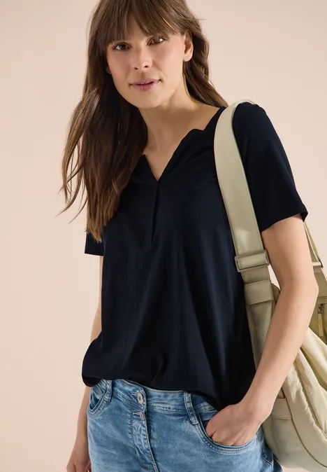 Basic Shirt im Tunika-Look universal blue Basic Shirt im Tunika-Look universal blue
