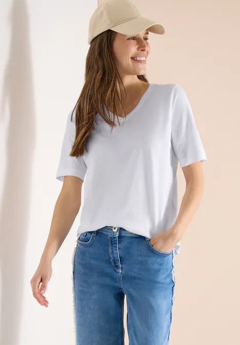 Basic T-Shirt mit V-Neck White