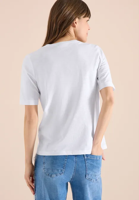 Basic T-Shirt mit V-Neck White