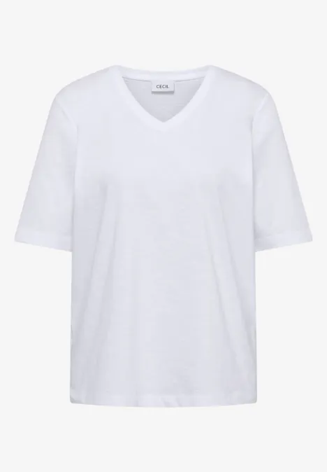 Basic T-Shirt mit V-Neck White