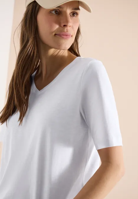 Basic T-Shirt mit V-Neck White