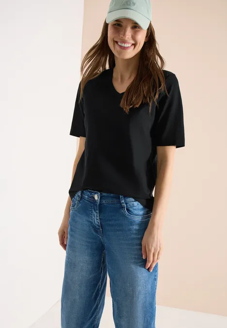 Basic Shirt met V-hals Black Basic Shirt met V-hals Black