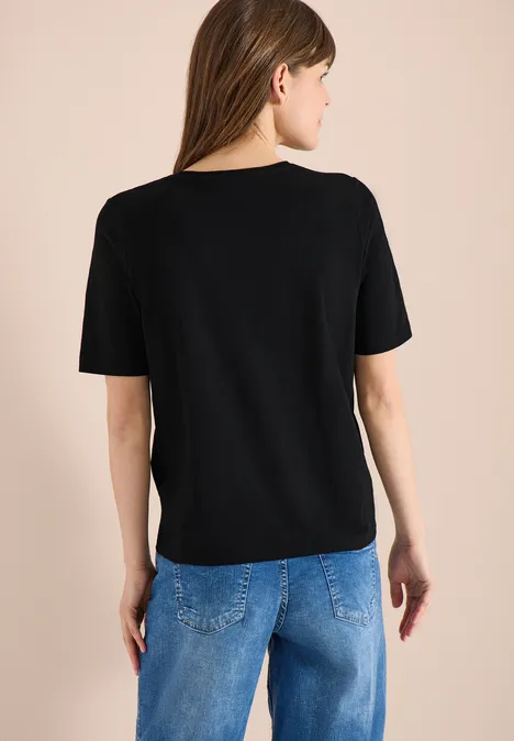 Basic Shirt met V-hals Black Basic Shirt met V-hals Black