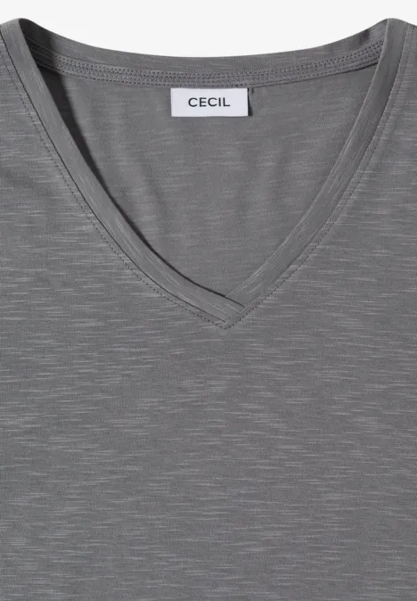 Koszulka Basic z dekoltem w szpic graphite light grey