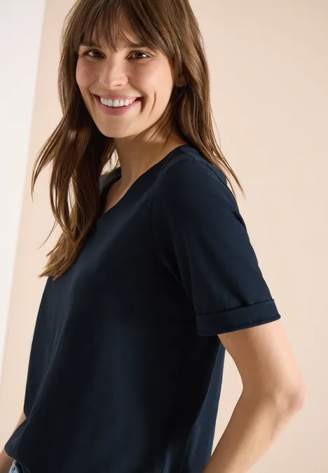 Basic Shirt met V-hals universal blue