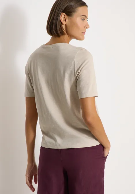 Koszulka Basic z dekoltem w szpic grain beige