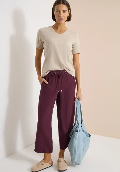 Koszulka Basic z dekoltem w szpic grain beige