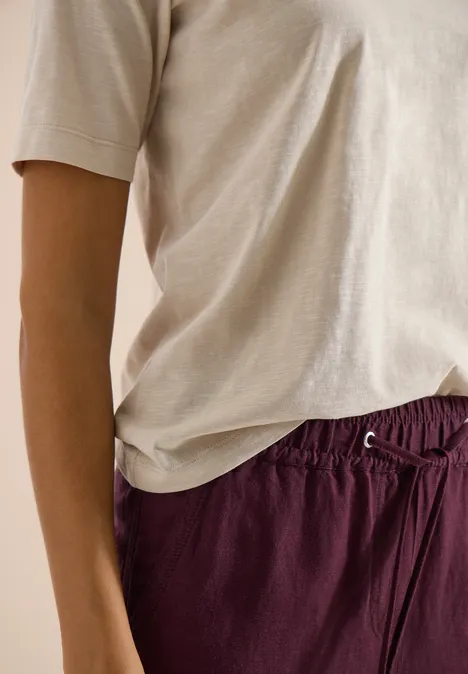 Koszulka Basic z dekoltem w szpic grain beige