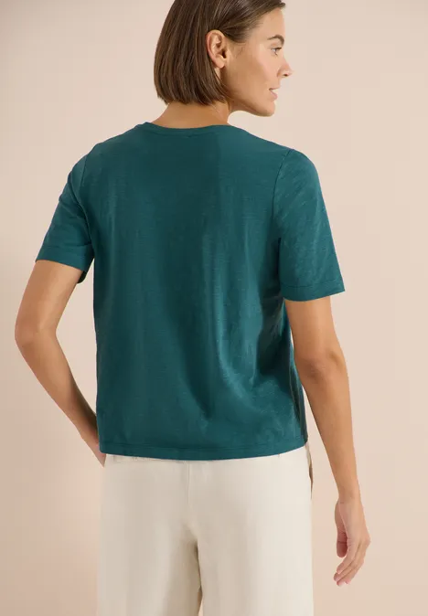 Basic Shirt met V-hals jungle green