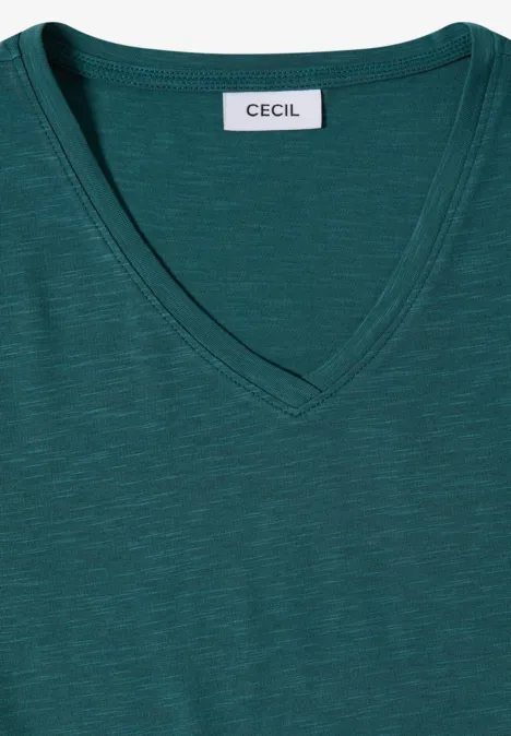 Basic Shirt met V-hals jungle green