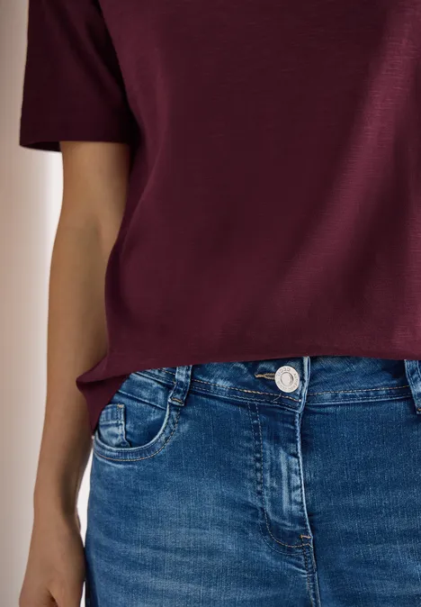 Basic Shirt met V-hals sweet grape red