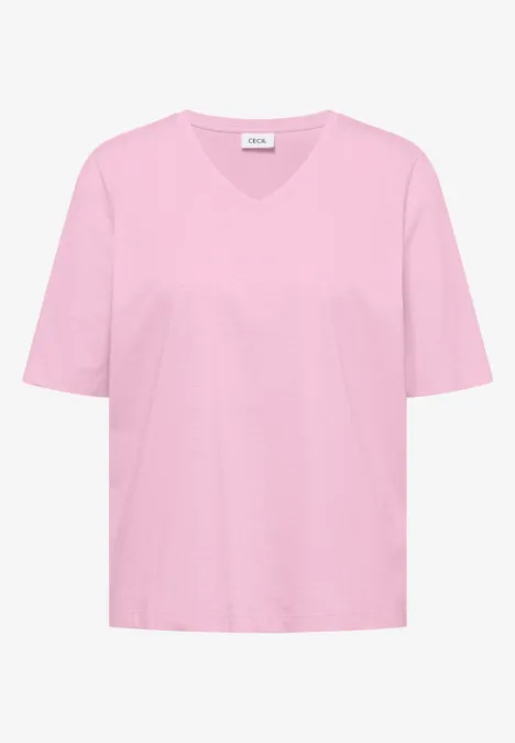 T-shirt basique avec col en V light blush rose