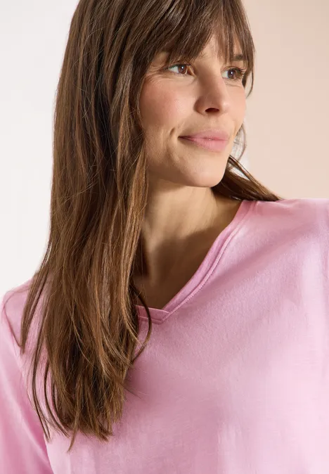 T-shirt basique avec col en V light blush rose