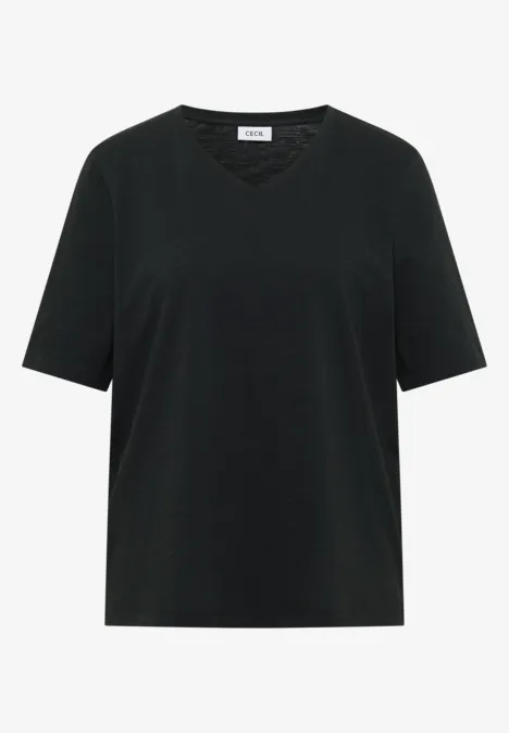 Basic Shirt met V-hals palm breeze green Zwart T-shirt met V-hals en korte mouwen.