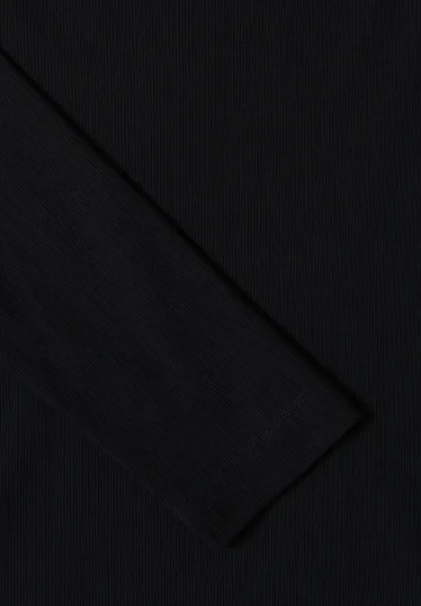 Rippsthirt in Unifarbe Black