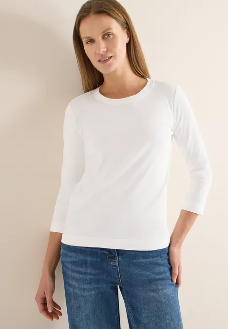 Rippsthirt in Unifarbe vanilla white Rippsthirt in Unifarbe vanilla white