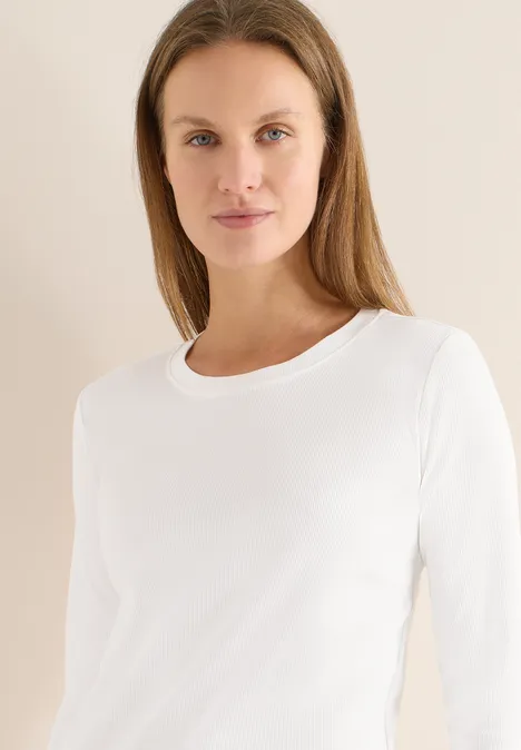 Rippsthirt in Unifarbe vanilla white Rippsthirt in Unifarbe vanilla white