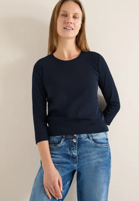 Rippsthirt in Unifarbe universal blue