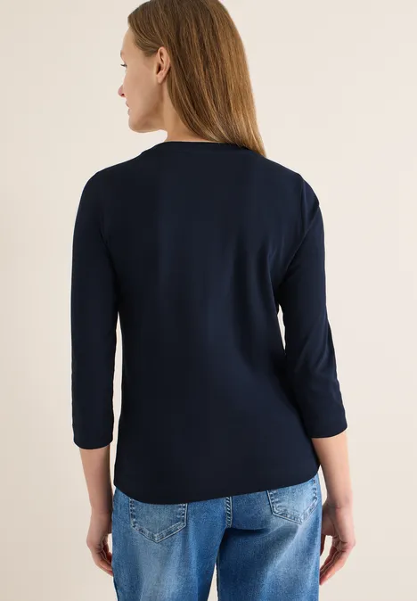 Rippsthirt in Unifarbe universal blue