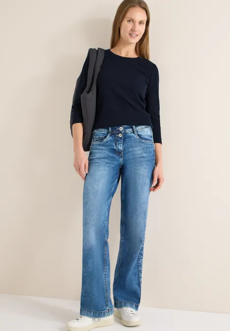 Rippsthirt in Unifarbe universal blue