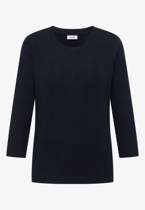 Rippsthirt in Unifarbe universal blue