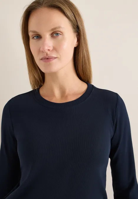 Rippsthirt in Unifarbe universal blue