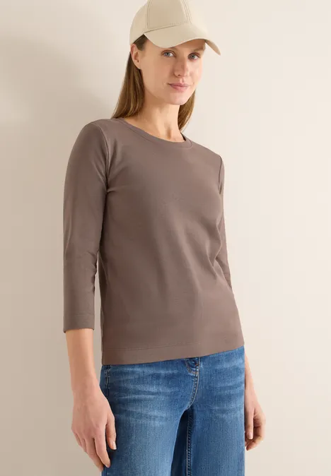 Rippsthirt in Unifarbe urban taupe