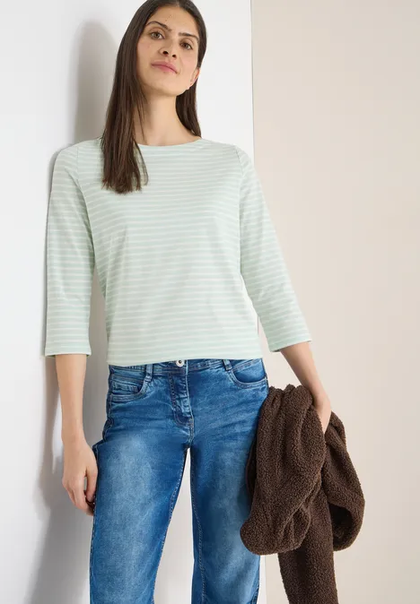 Gestreept shirt grove green