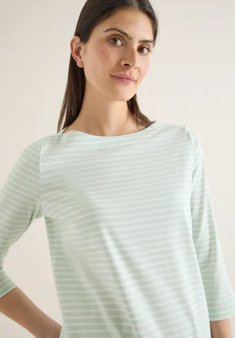 Gestreept shirt grove green