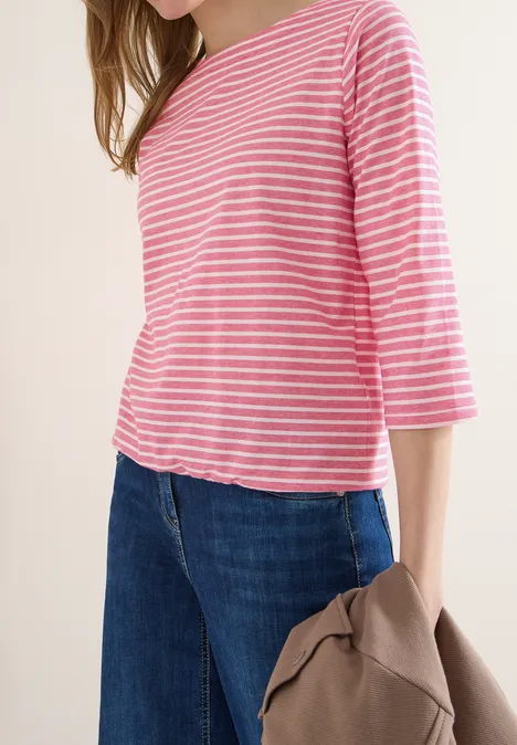 Gestreept shirt geranium red