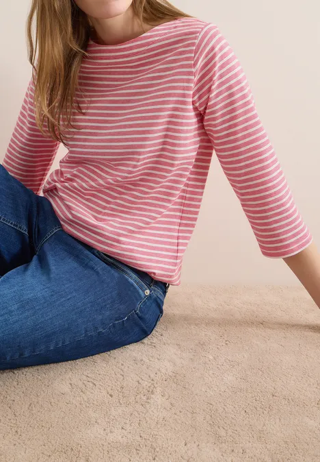 Gestreept shirt geranium red