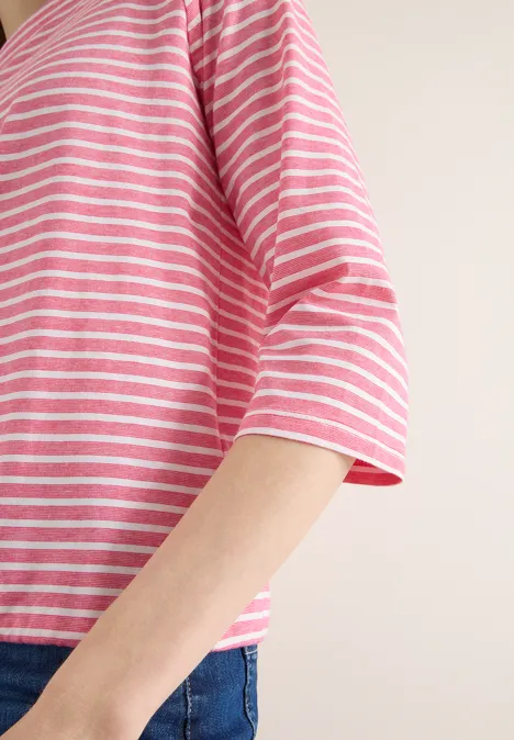 Gestreept shirt geranium red