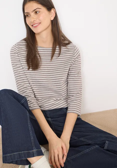 Gestreept shirt urban taupe